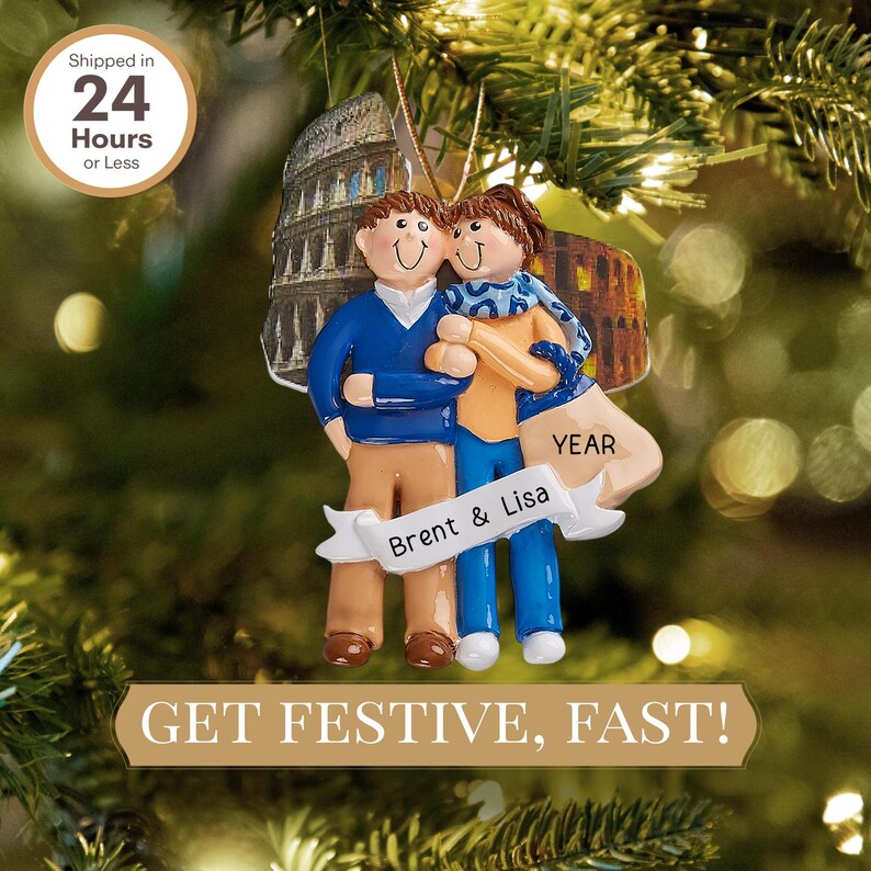 Rome Italy Ornament • Personalized Couple Ornament • Honeymoon Trip Keepsake • Mr and Mrs Vacation Travel Ornament • Gifts for Couples zdjęcie 2