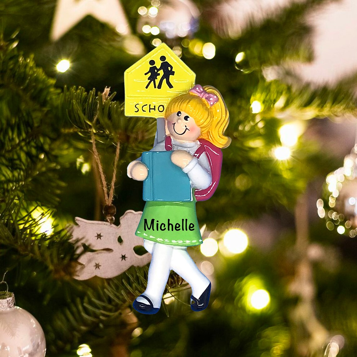 Personalized School Girl Ornament Little Girl Christmas Etsy