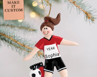 Décoration personnalisée de joueur de football • Cadeau de Noël personnalisé