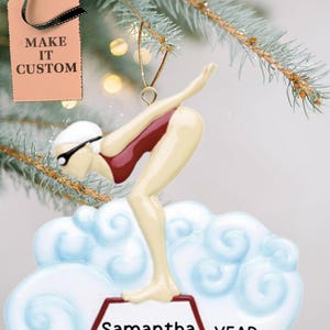 Personalized Swimming Ornament • Custom Female Swimmer Christmas Presents • Perfect Gift for Water Sports Enthusiasts • Sports Ornaments