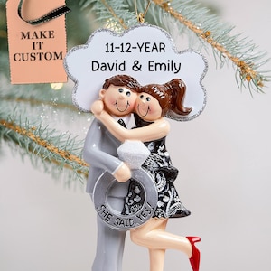 Engagement Christmas Ornament, Personalized Newly Engaged Present, She Said Yes! Ornament, Custom Just Engaged Gifts for Couples