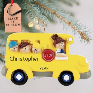 Personalized School Bus Ornament 2025 • Kids Christmas Ornament • Kindergarten Classroom Decor • School Bus Driver Gift • Preschool Gift