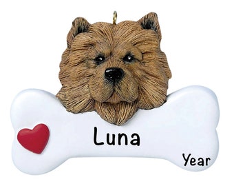 Personalized Chow Chow Dog Ornament, Family Dogs First Christmas Ornament 2023, Puppy Chow Gifts, Dog Bone w/ Name, Charming Pet Sculpture