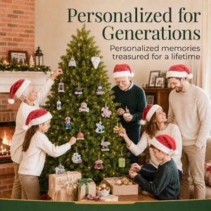 Personalized knitting supplies ornament christmas ornament. Product information and gift presentation.