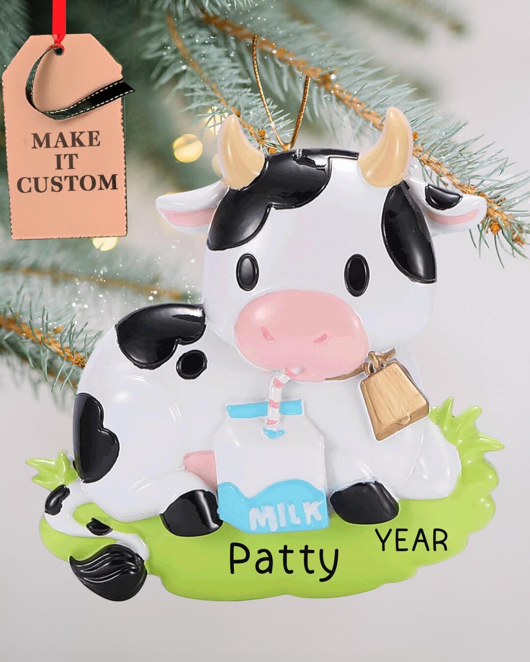 Gift Sapi Personalized Dairy Cow Ornament • Custom Farm Animal Christmas Presents ...
