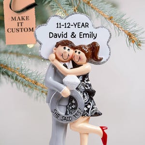 Engagement Christmas Ornament, Personalized Newly Engaged Present, She Said Yes! Ornament, Custom Just Engaged Gifts for Couples
