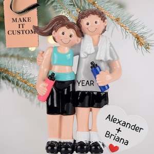 Workout Couple Ornament • Personalized Gym Buddies Gifts • Custom Exercise Fitness Friends • Gift for Trainer and Instructor • Couple Gifts