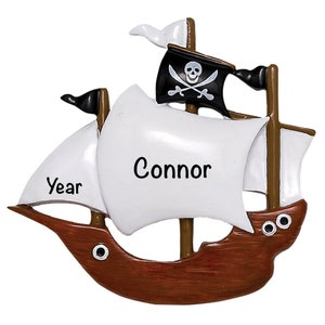 Pirate Ship Christmas Ornament 2022 - Personalized Pirate Ship Ornament - Pirate Ship Ornament for Kids - Pirate Ship xmas Ornament