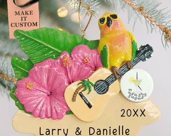 Jimmy Buffett Parrot Head 5 O'Clock Somewhere Ornament • Music Christmas Ornament • Sparkling Gift • Guitarist Gift Ideas