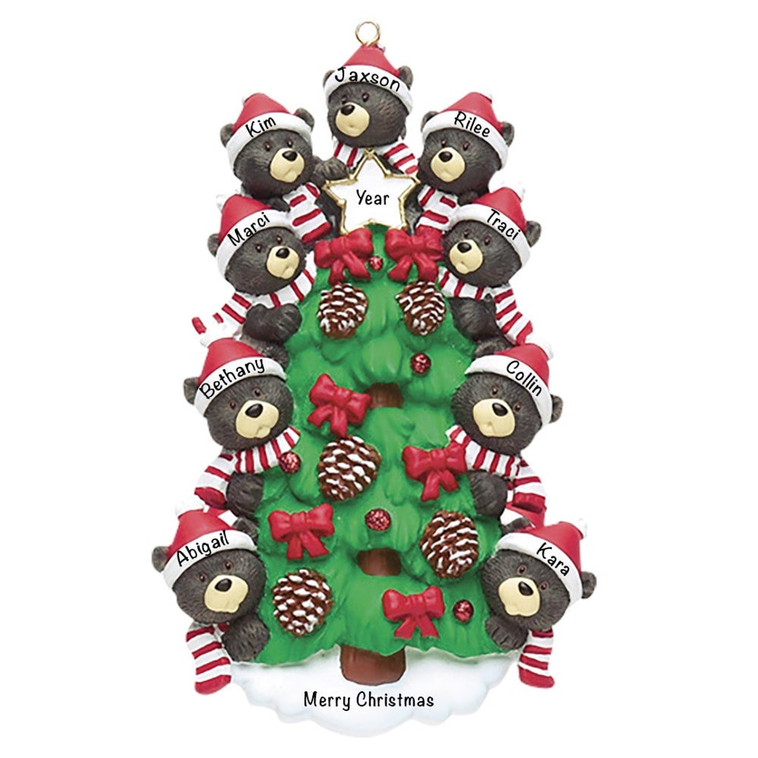 2023 Personalized Black Bear Ornament Family of 9 Christmas Ornament