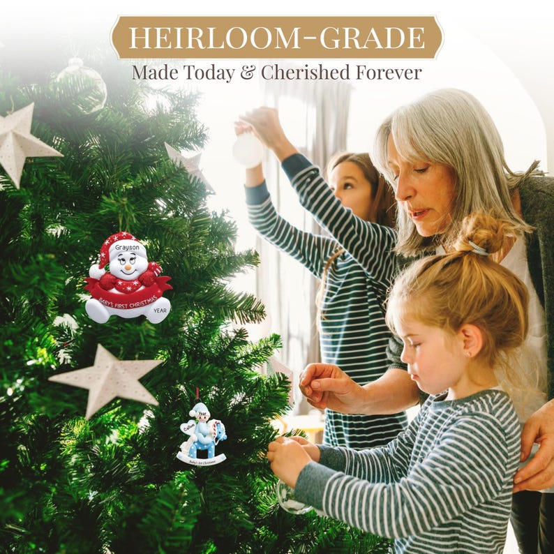 Christmas Baby Girl Ornament, Personalized Baby Stocking Present, Custom Christmas Baby Announcement, Newborn Baby Keepsake, New Mommy Gifts image 4