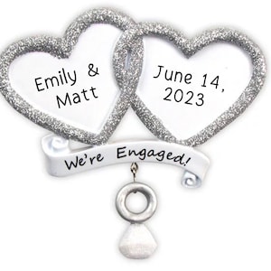 Engagement Christmas Ornament  •  Personalized We&#39;re Engaged Ornament  •  Customized Gift for Newly Engaged Couples