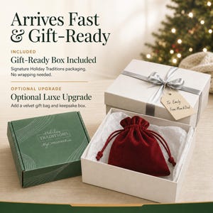 Personalized fly fisherman christmas ornament. Product information and gift presentation.