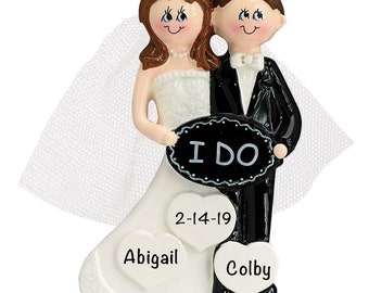 2023 Personalized I DO! First Christmas Married Ornament, Bride and Groom, Custom Wedding Present, Mr Mrs Favors, Unique Just Married Gifts