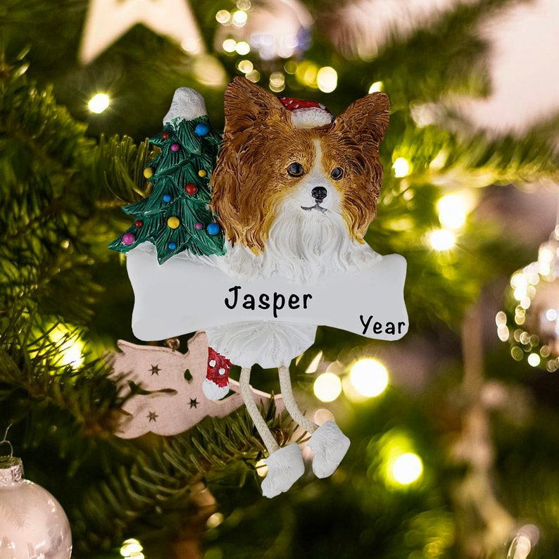 Personalized Pet Ornament PAPILLON CHRISTMAS ORNAMENT Dog Name Ornament Dog Tree Ornament Christmas Tree Decorations