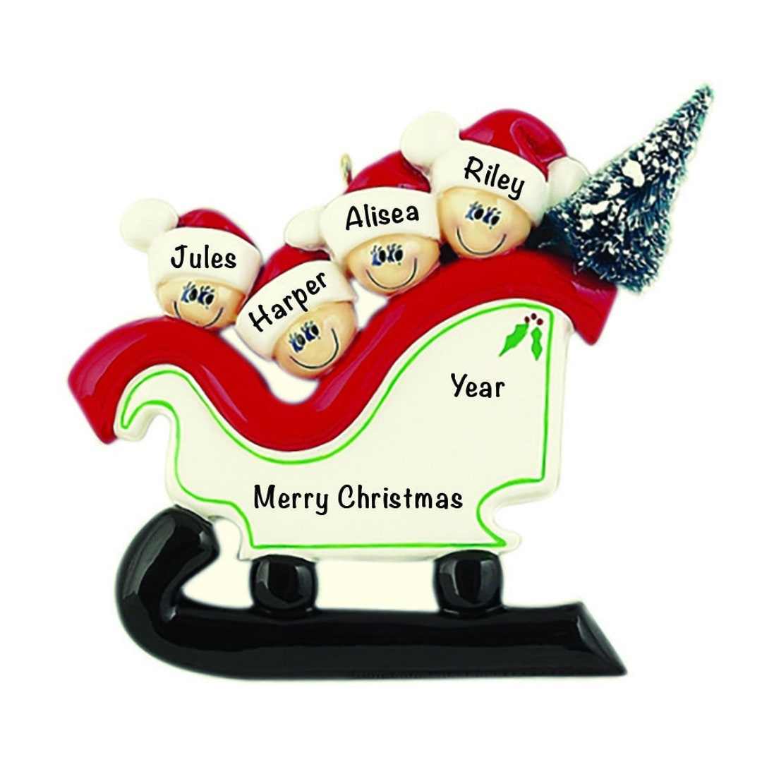 Personalized Santa Sleigh Ride Family Of 4 Ornament, Family Of Four ...