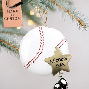 Personalized Baseball Ornament for Christmas Tree • Custom Gift Ideas for Baseball Player, Fan, Coach • Kids Sports Game Keepsake