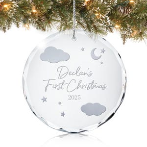 Glass Baby Ornament | Personalized Baby First Christmas Ornament | Custom Christmas Baby | Engraved Newborn Keepsake | Newborn Gifts