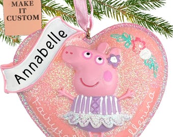 Peppa Pig Ornament for Christmas Tree • Personalized Ballerina Presents • Baby Girl First Christmas Gift •  Peppa Pig Birthday Party Favors