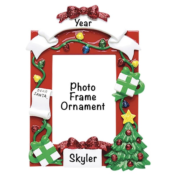 2023 Red Christmas Picture Frame Ornament, Resin Custom Photo Frame Christmas Tree Ornaments for Family, Couples, Pets, Dog Memorial Frame