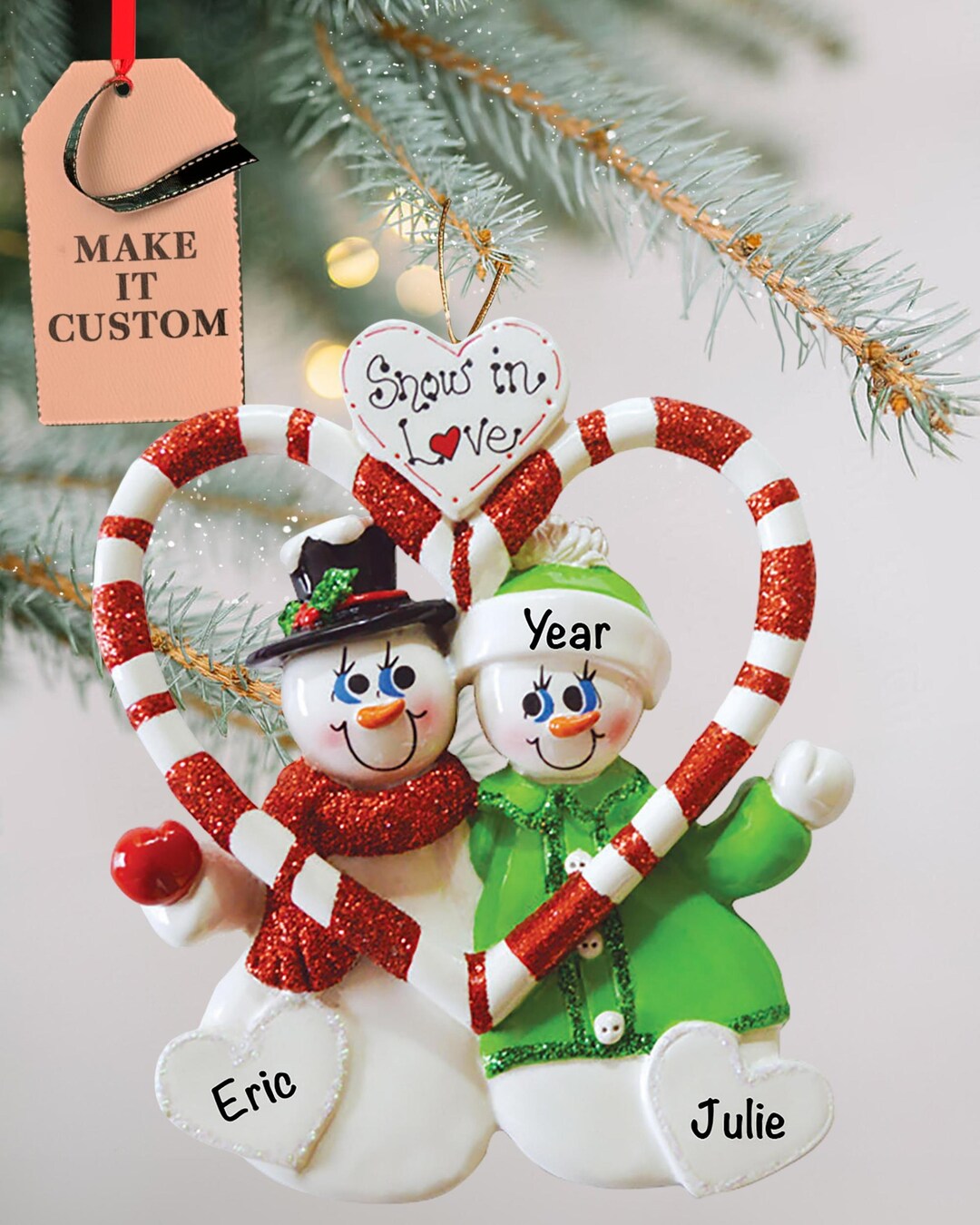 Personalized Snowman Couple Ornament • First Christmas Married Gift - Etsy