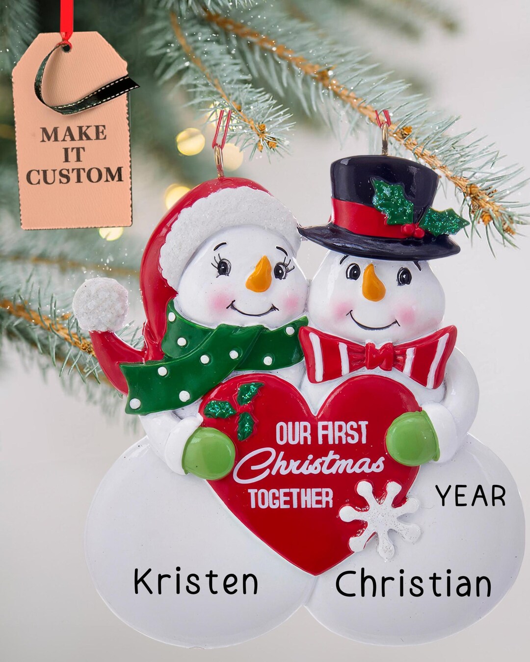 Personalized Snow Couple Ornament • First Christmas Married Gift - Etsy