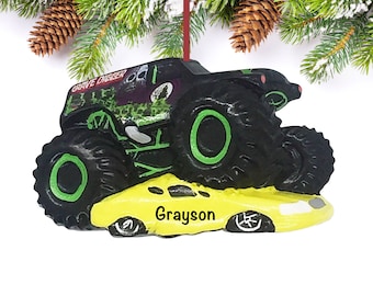 Grave Digger Ornament for Christmas Tree • Personalized Construction Truck Ornaments for Little Boys • Authorized Reseller of Kurt Adler