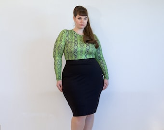 Plus Size Snake Print Bodysuit