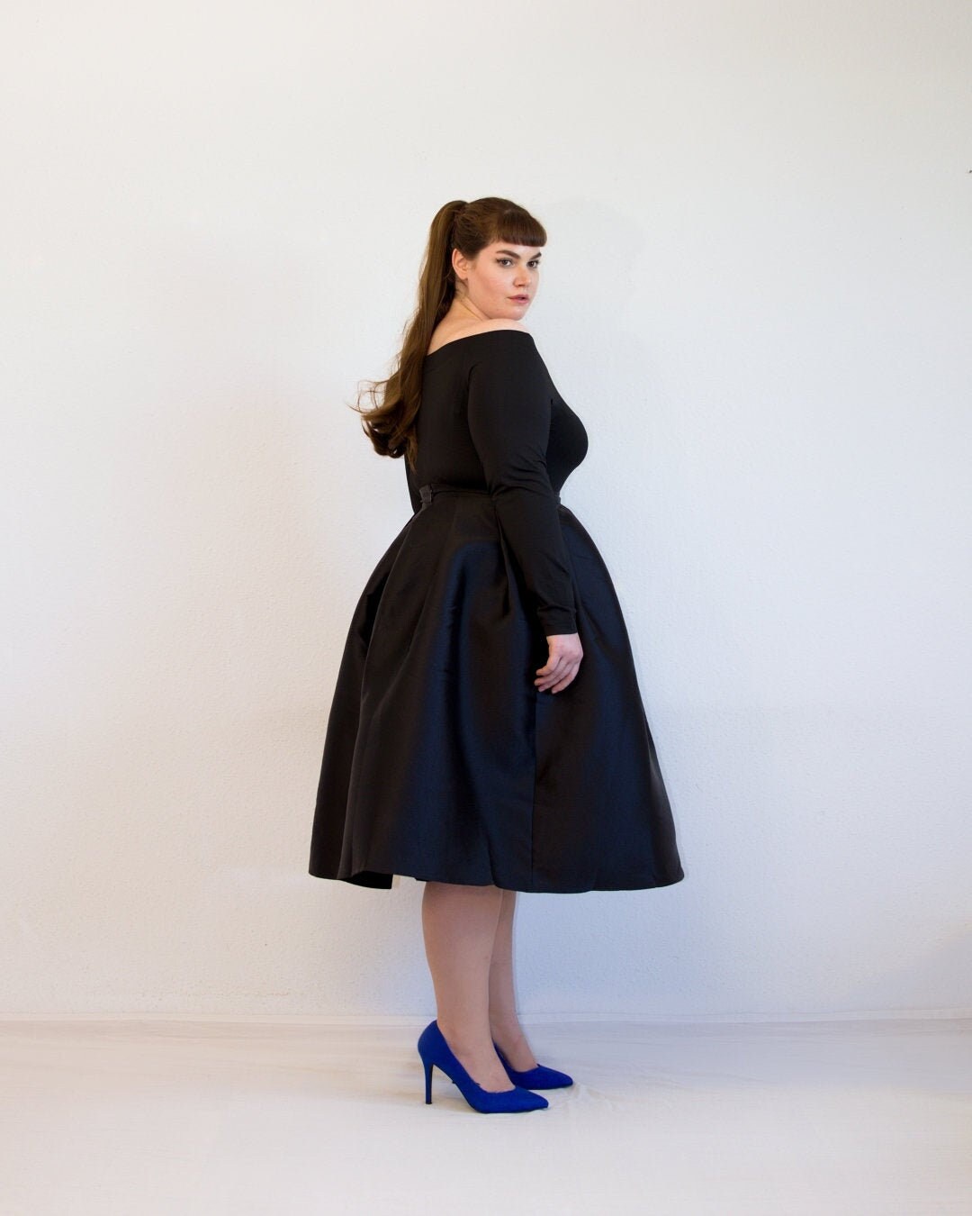 Elastic waist circle skirt plus size online