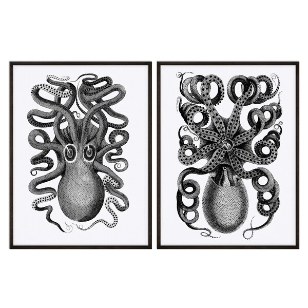 Black White Octopus Etsy