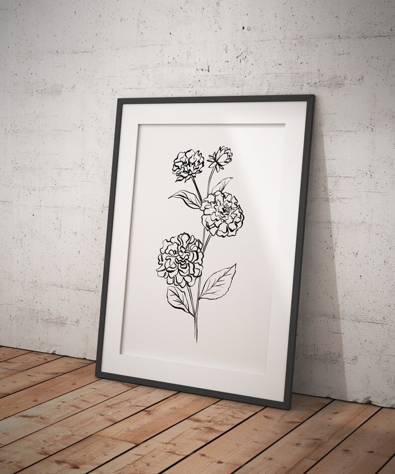 3 Set Black White Flower Wall Art DIGITAL DOWNLOAD 3 Piece Etsy