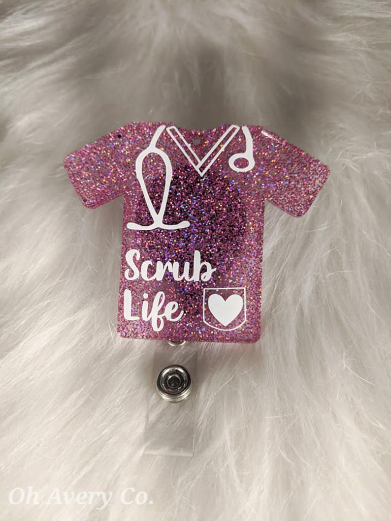 Glitter Scrub Life Badge Reel Glitter Nurse Badge Reel Etsy