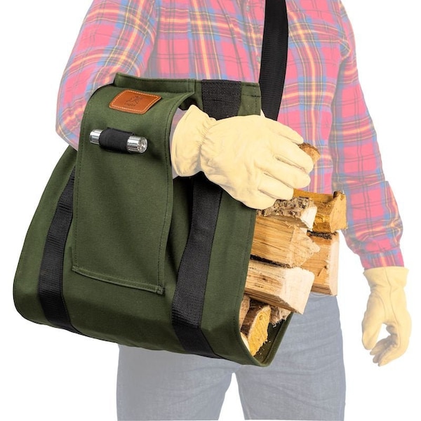 WoodOX Sling -Ergonomic Canvas Firewood Carrier- Made in USA by LogOX