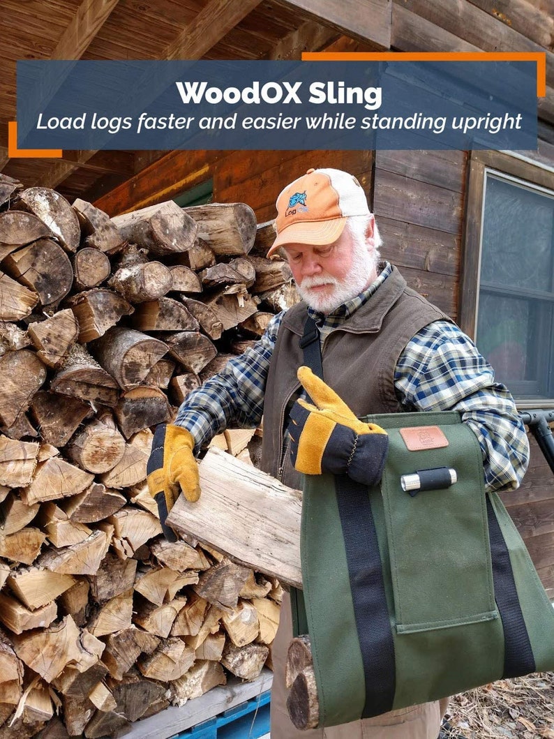 Woodox Sling ergonomic Canvas Firewood Carrier Made in USA Etsy