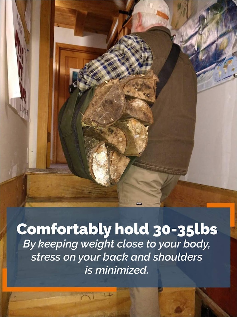 Woodox Sling ergonomic Canvas Firewood Carrier Made in USA Etsy