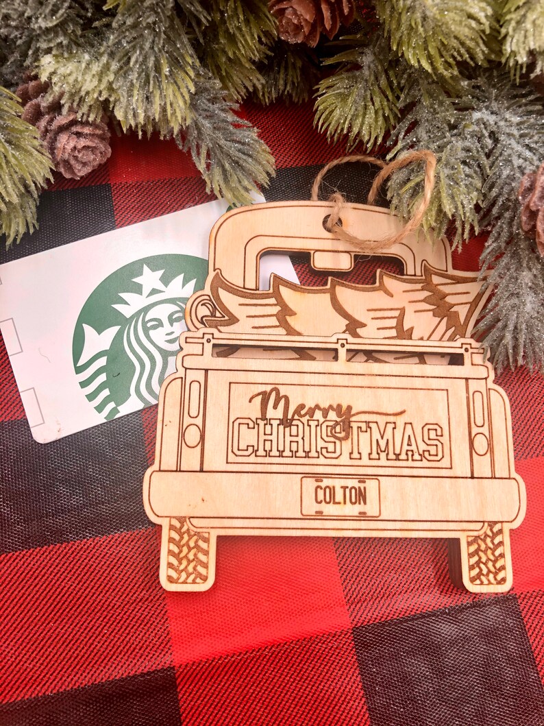 Red Truck Gift Card Holder and Christmas Ornament Laser Cut Etsy