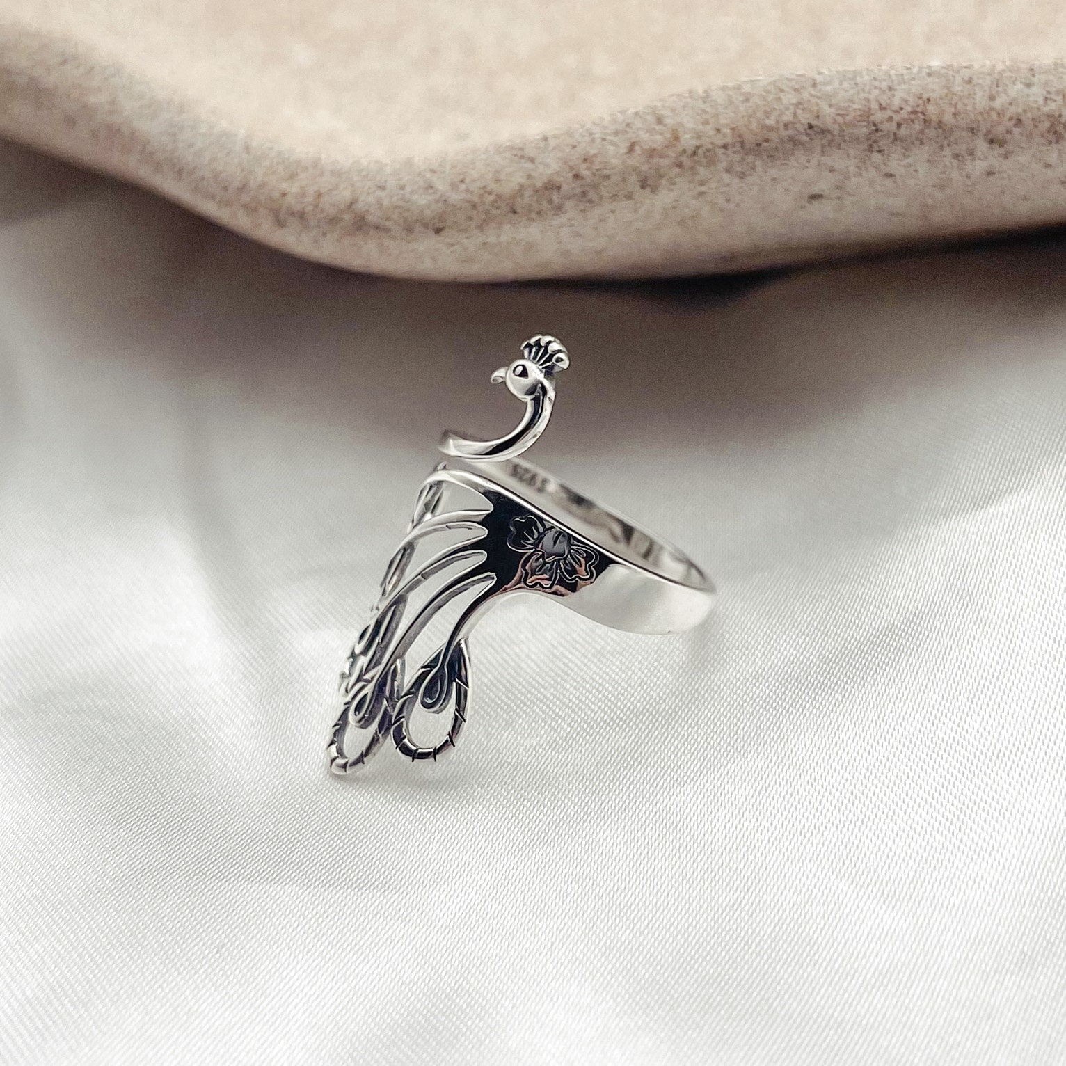 Gorgeous Peacock Feather Ring,925 Sterling Silver Adjustable Ring,colorful  Lady Ring,vintage Enamel Ring, Gift for Her, Christmas Gift - Etsy Denmark