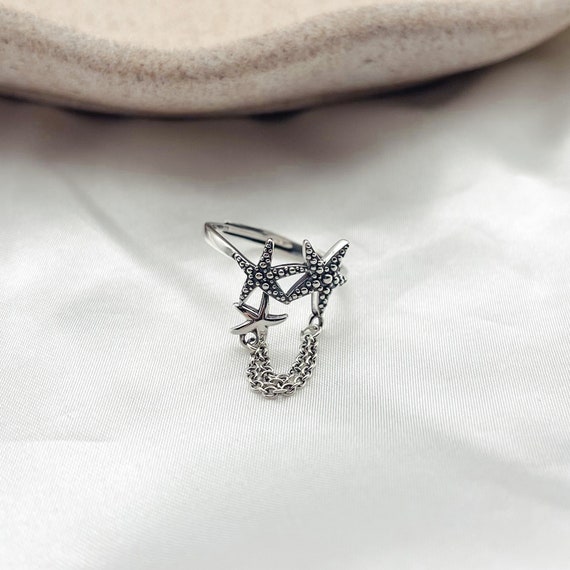 Starfish S925 Sterling Silver Ring, Adjustable Sizing