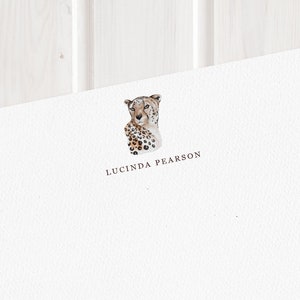 Luxus personalisierte Leopard Notiz Karten Set - Korrespondenz Karten - Safari Tier, Zoo Tier