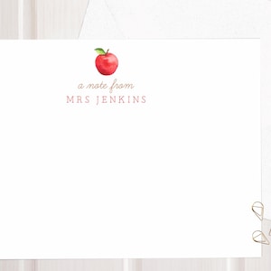 Remerciement personnalisé de l'enseignant, merci, cadeau pour l'enseignante de maternelle / Cartes de correspondance de luxe / Bloc-notes Apple