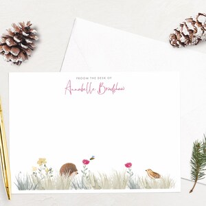 Personalisiertes Briefkarten Set - Briefkarten - Waldkreaturen - Igel, Biene und Vogel - Tierliebhaber, Naturliebhaber Briefpapier