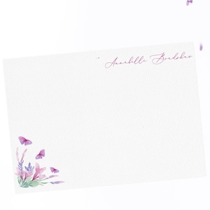 Personalisiertes Briefpapier Set - Flieder Blumen und Schmetterlinge - Briefpapier, Briefpapier, Briefpapier, Natur