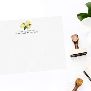 Aquarell Zitronen Luxus personalisiertes Karte Set // Korrespondenzkarten - Obst, Zitrus, Sommer Briefpapier, Dankeskarten