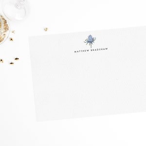 Luxus Personalisierte Grußkarten Set - Briefpapier - Blaue Distel - Schottland - Floral Briefpapier - Schottisch - Blaues Briefpapier
