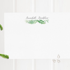 Tropische grüne Blätter Luxus personalisierte Grußkarten Set / Korrespondenz Karten, Geschenk für Naturliebhaber, Pflanzenliebhaber, buntes Briefpapier