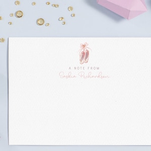 Cartes de correspondance personnalisées Pretty Pink Ballerina, cadeau d'anniversaire pour filles // Lettres de remerciement et Papeterie pour enfants