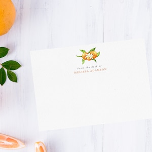 Aquarell Orangen personalisierte Notizkarten Set / Briefpapier, Obst Briefpapier, Zitrus Briefpapier, Sommer Briefpost