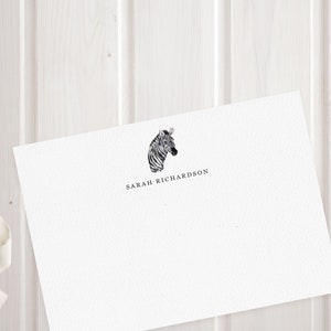Luxuriöses personalisiertes Grußkarten-Set - Aquarell Zebra - Grußkarten - Safaritier, Zootier, Briefpapier für Tierliebhaber