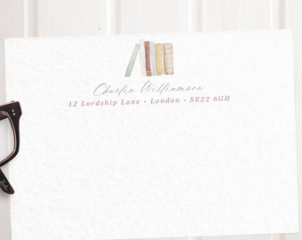 Watercolour Books Luxury Personalised Notes Cards - Gift for Book Lovers, Writers and Librarians