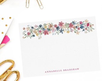 Colourful Flowers Luxury Personalised Note Card Set // Correspondence cards, Stationery for ladies, Gift for mum,